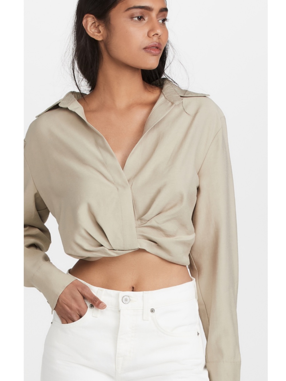 Endless Rose Crop Shirt in Dusty Sage